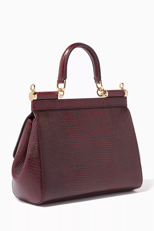 Cuero | Dark-Red Small Miss Sicily Iguana Leather Bag