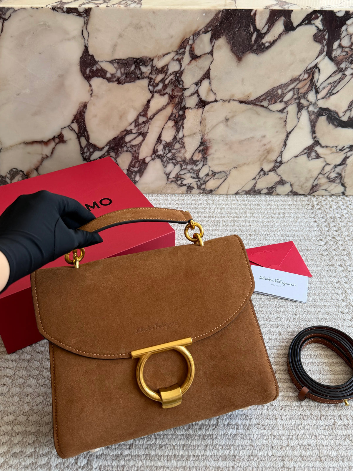 Cuero | Suede Top Handle Bag