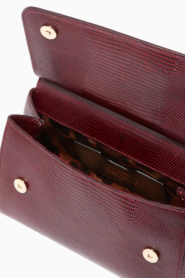 Cuero | Dark-Red Small Miss Sicily Iguana Leather Bag