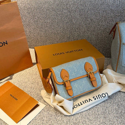 Cuero | Monogram Denim Satchel Bag