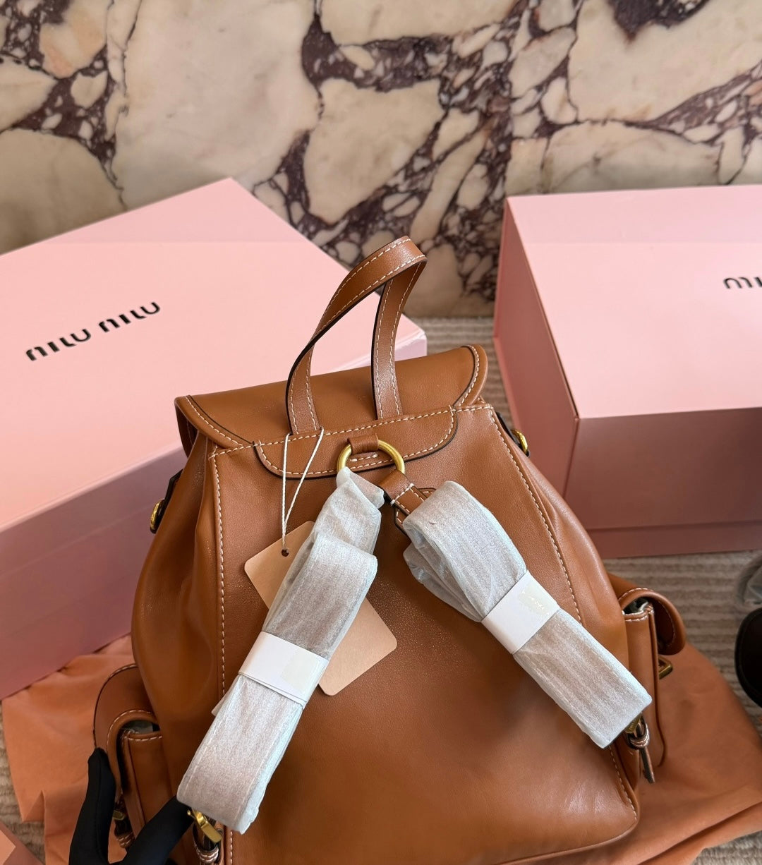 Cuero | Caramel Leather Mini Backpack