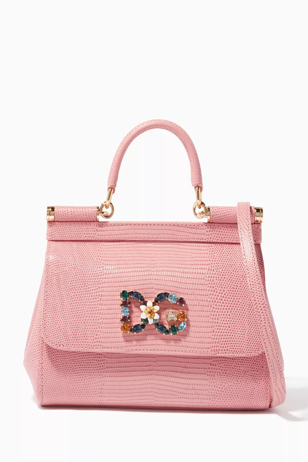 Cuero | Pink Small Miss Sicily Iguana Leather Bag