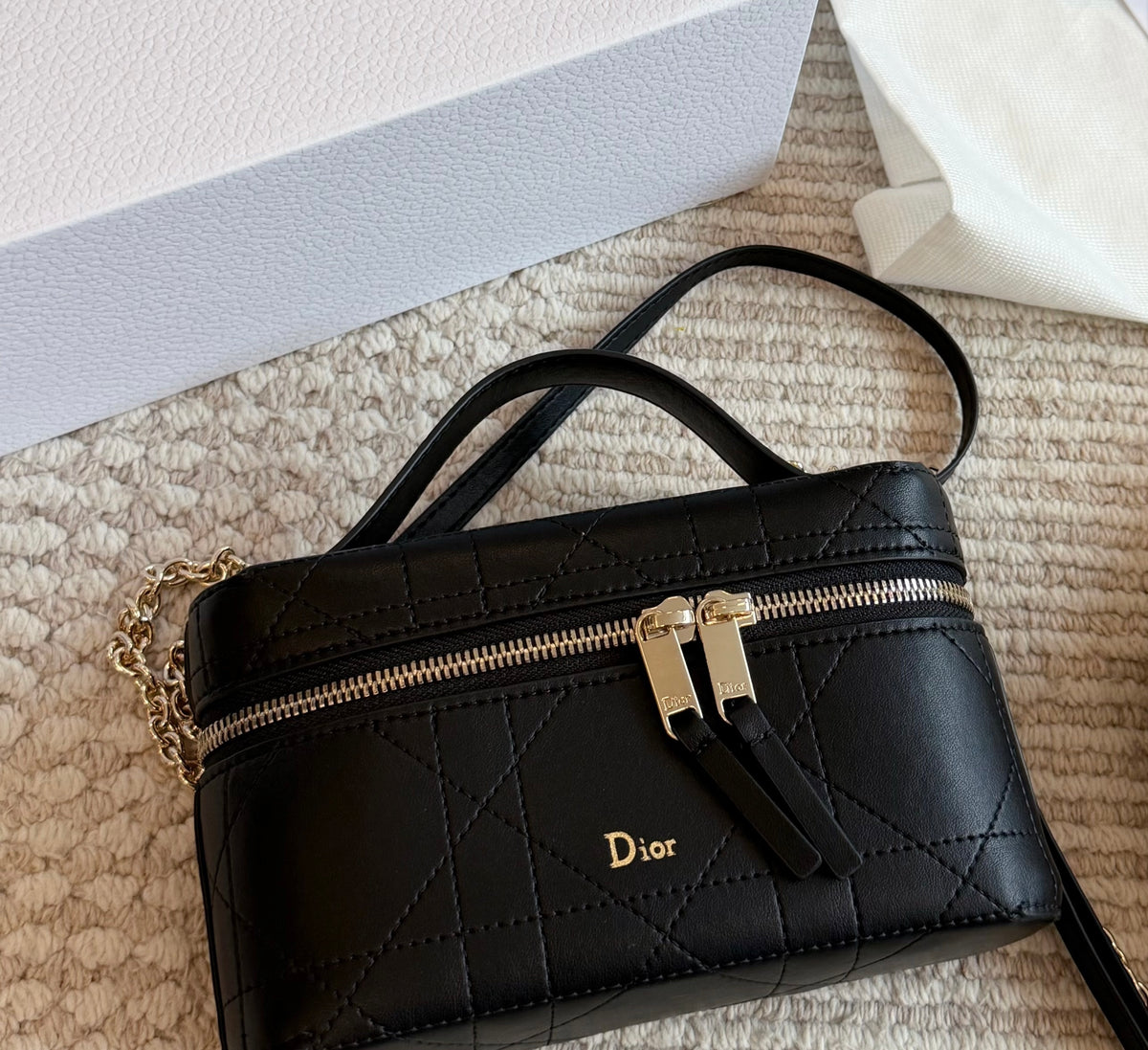 Cuero | Black Quilted Vanity Bag
