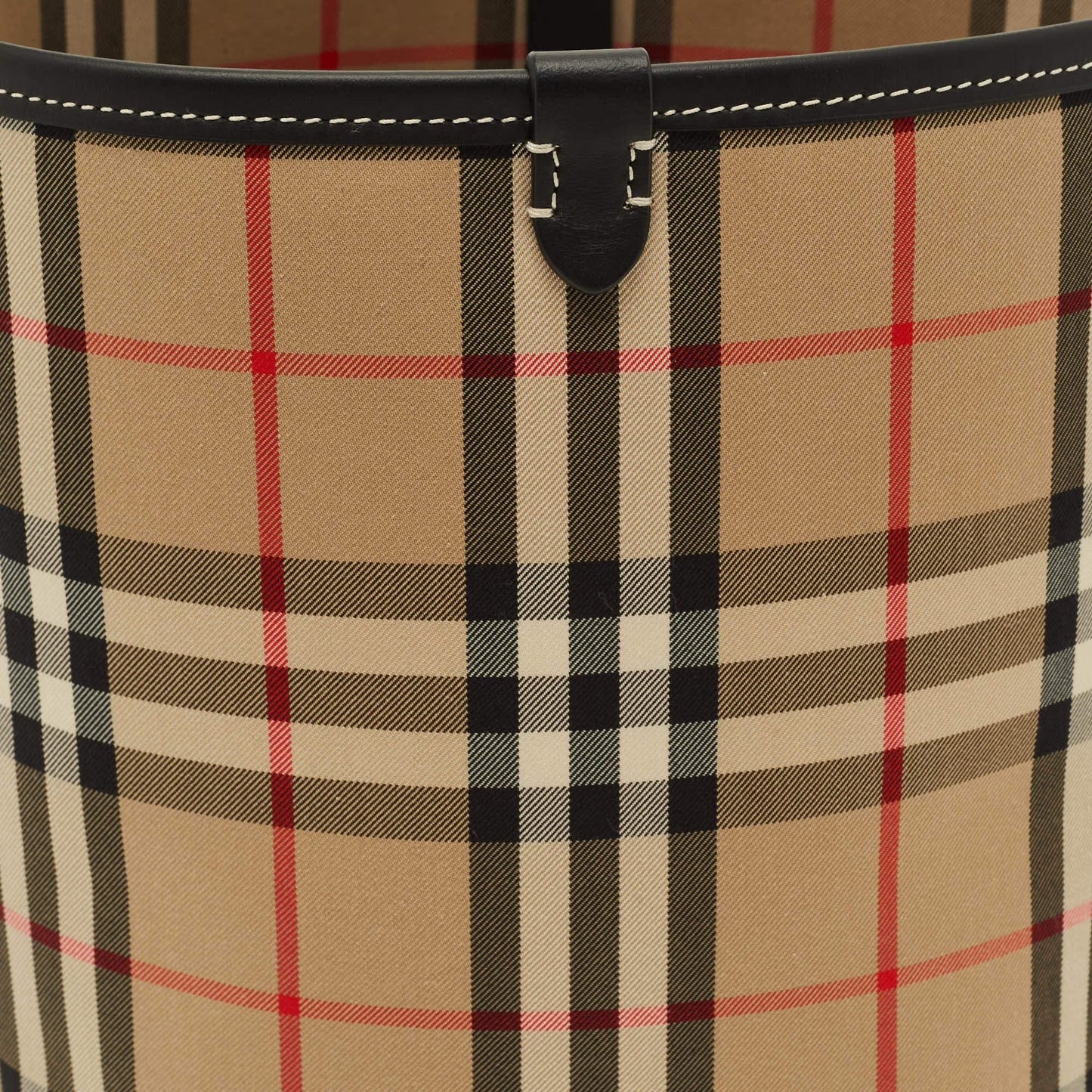 Cuero | Ashby Archive Beige Check Fabric and Leather Bucket Bag