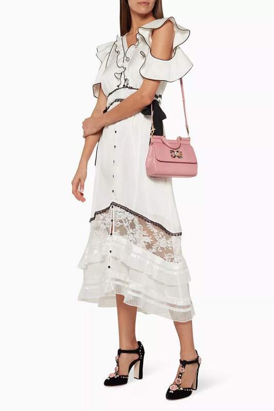 Cuero | Pink Small Miss Sicily Iguana Leather Bag