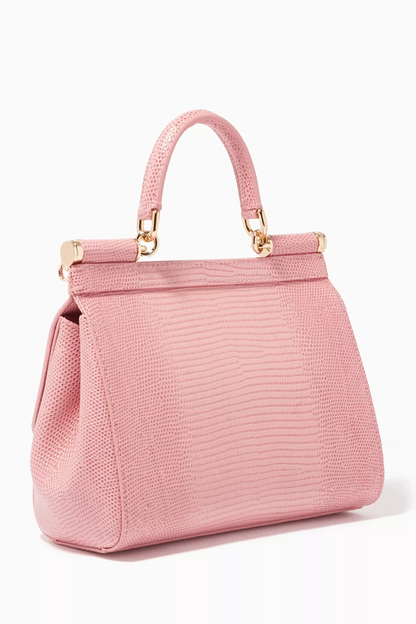 Cuero | Pink Small Miss Sicily Iguana Leather Bag