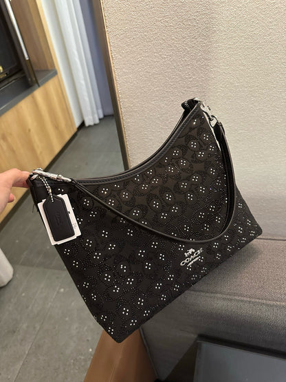 Cuero | Signature Rhinestone Shoulder Bag - Black