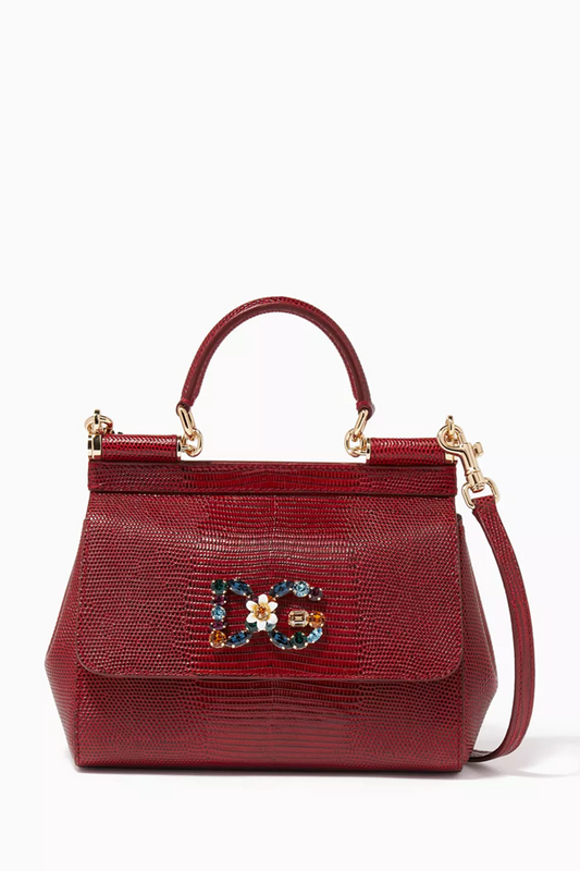 Cuero | Burgundy Small Miss Sicily Iguana Leather Bag