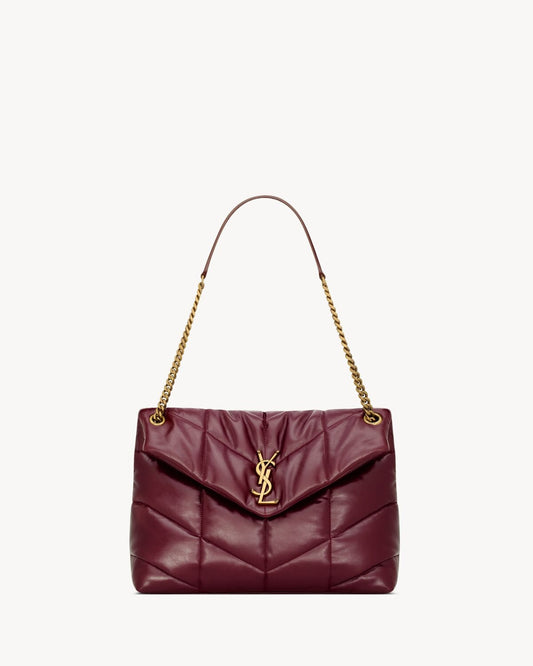 Cuero | PUFFER MEDIUM IN SHINY LEATHER DARK RUBY