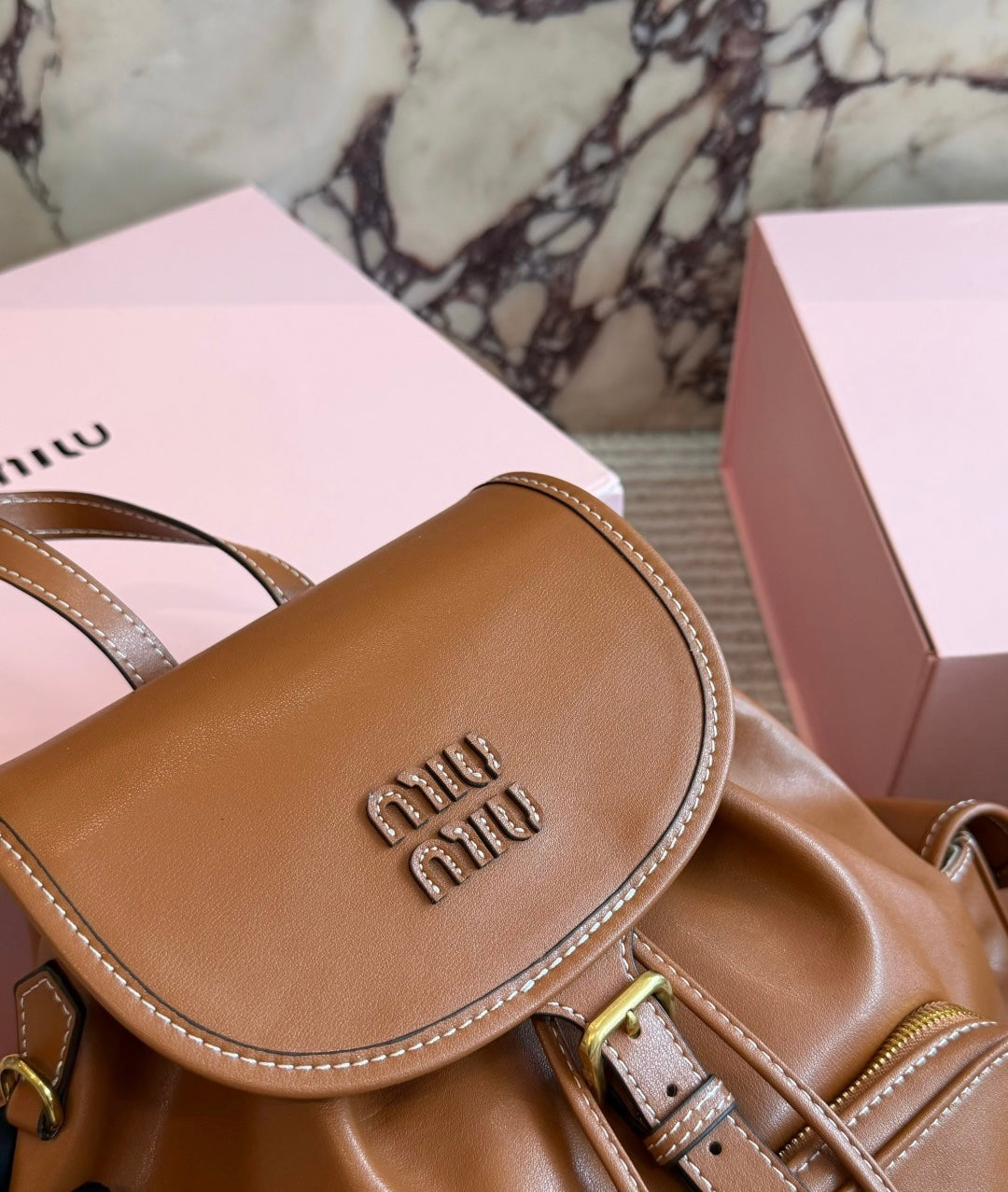 Cuero | Caramel Leather Mini Backpack
