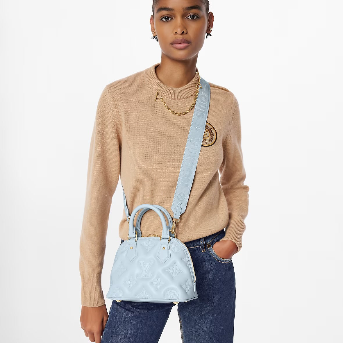 Cuero | VUITTON Banane' bubblegram Alma BB bag with detachable strap & gold metallic hardware