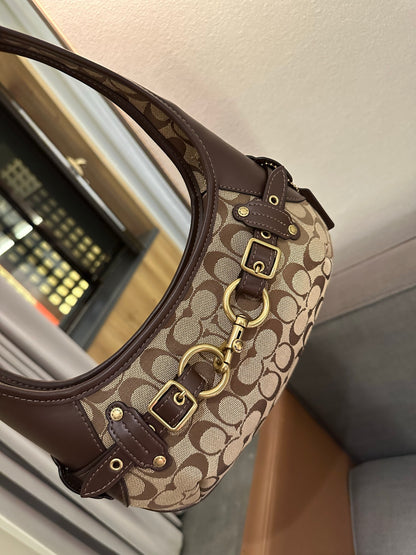 Cuero | Signature Buckle Hobo Shoulder Bag - Brown