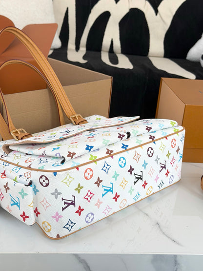 Cuero | Multicolor Monogram Cargo Tote Bag - White Multicolor