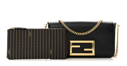 Cuero | Vitello Palmellato Wallet on Chain with Pouches Black