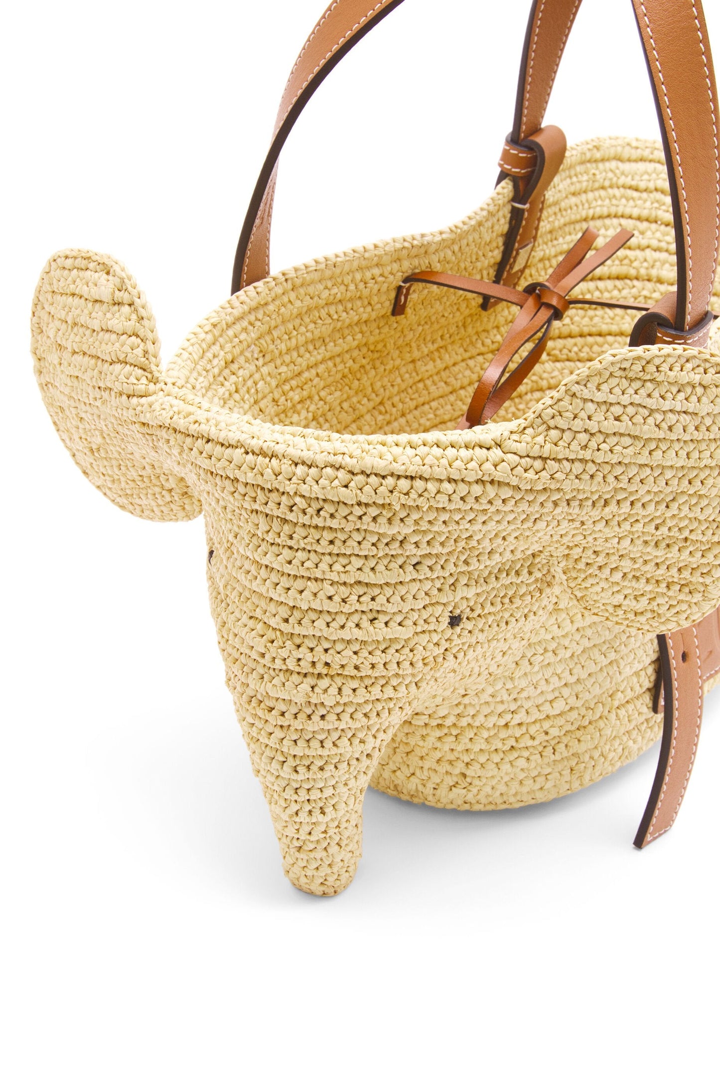 Cuero | Small Elephant Basket bag in raffia and calfskin