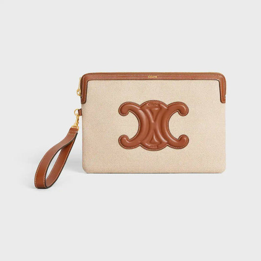 Cuero | SMALL POUCH WITH STRAP CUIR TRIOMPHE IN TEXTILE AND CALFSKIN