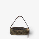 Fendi Flat Baguette Pouch Tobacco brown FF jacquard fabric pouch