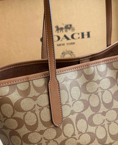Cuero | Signature Monogram Open Tote - Khaki