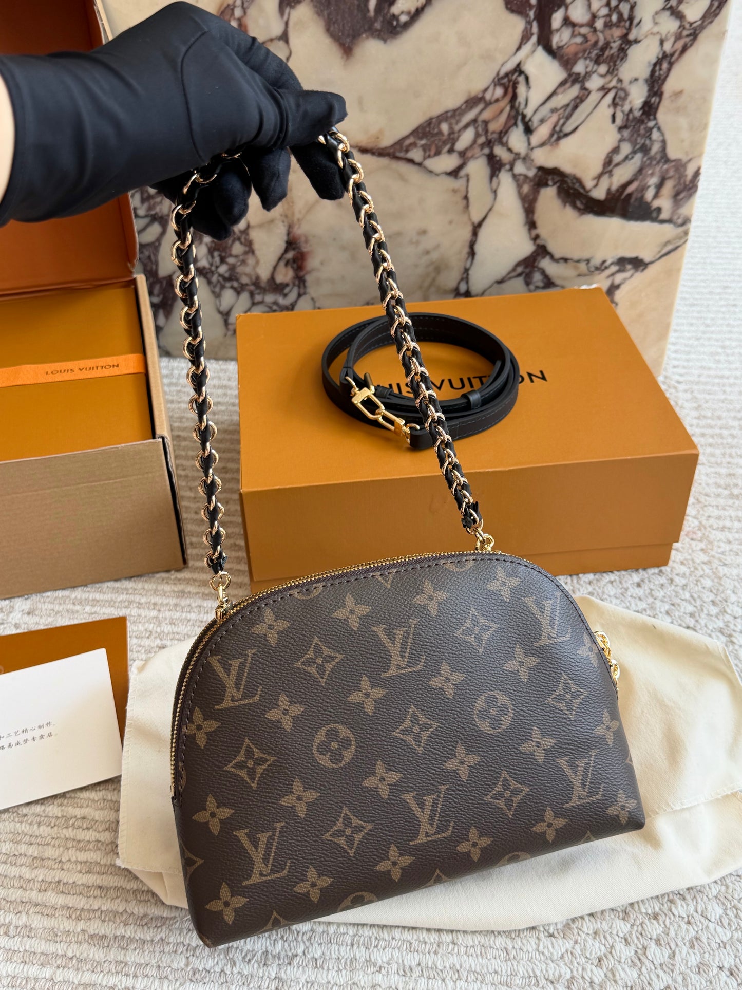 Cuero | Monogram Dome Crossbody Bag Brown