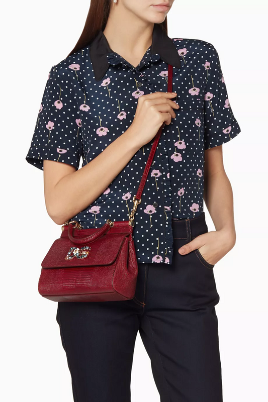 Cuero | Burgundy Small Miss Sicily Iguana Leather Bag