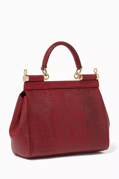 Cuero | Burgundy Small Miss Sicily Iguana Leather Bag