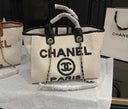 Chanel Medium Striped Deauville Shopping Tote Bag – Black