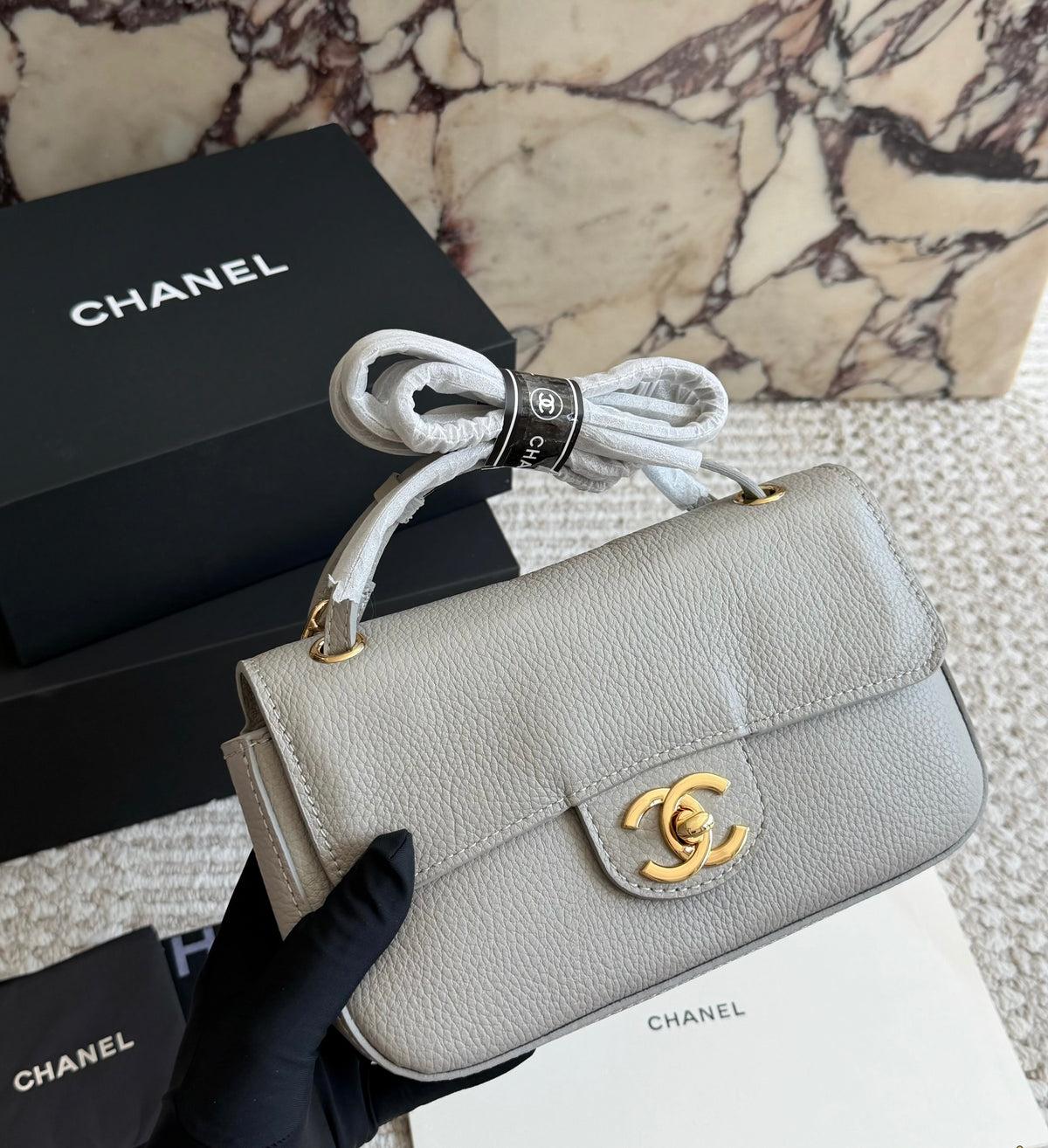 Cuero | Grained Leather Mini Flap Bag