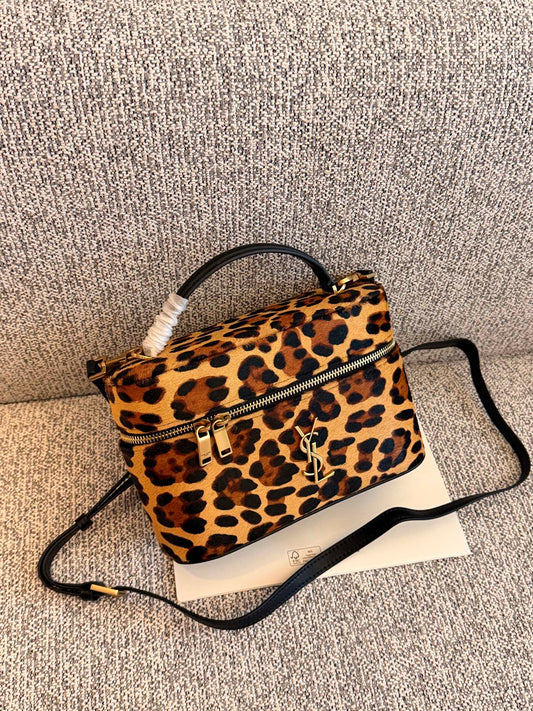 Cuero | Leopard Print Top Handle Vanity Bag