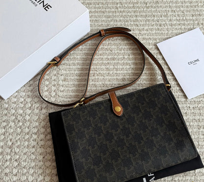 Cuero | Signature Monogram Flap Crossbody Bag - Espresso Monogram