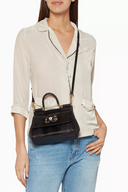 Dolce & Gabbana Black Small Miss Sicily Iguana Leather Bag