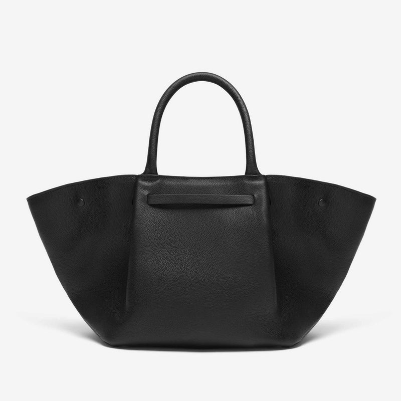 Cuero | Demellier The Midi New York Black small Grain Ecru Stitching