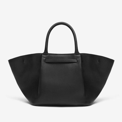 Cuero | Demellier The Midi New York Black small Grain Ecru Stitching