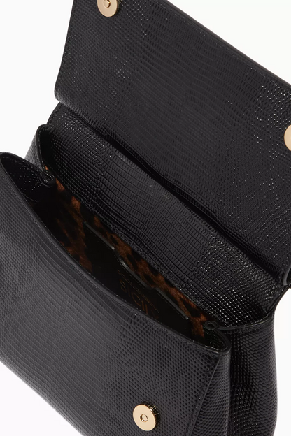 Cuero | Black Small Miss Sicily Iguana Leather Bag