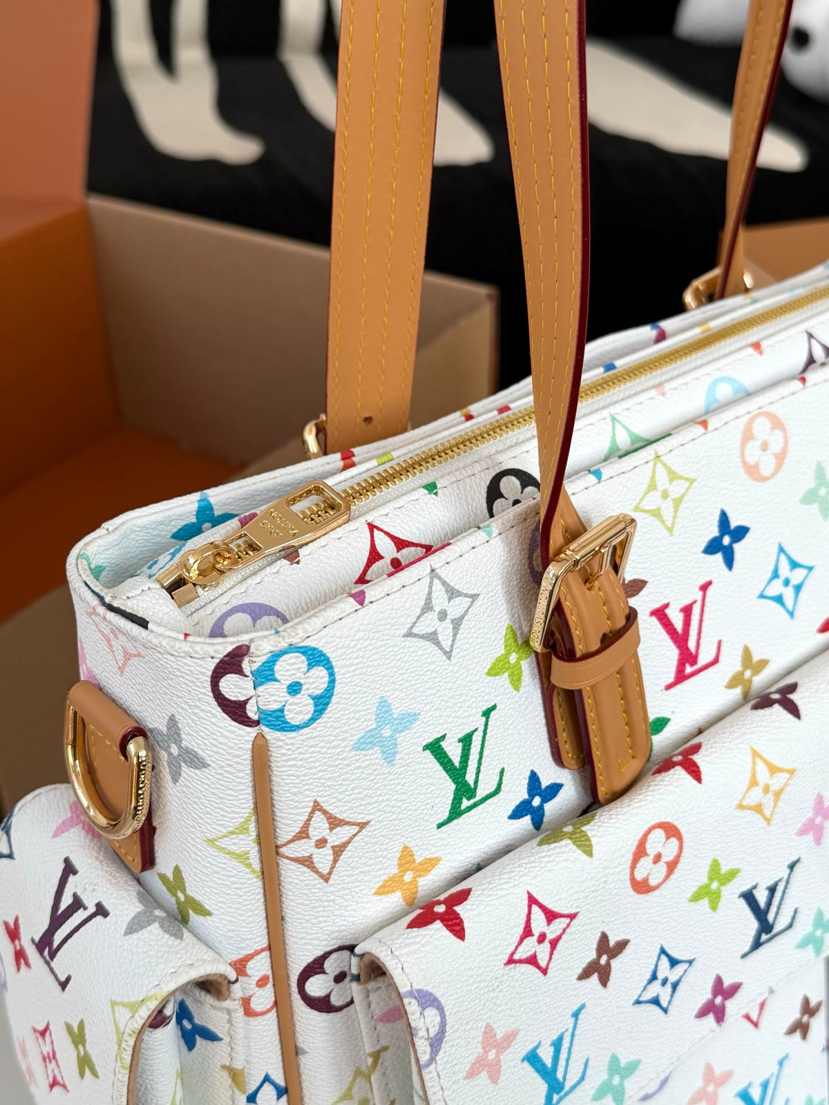 Cuero | Multicolor Monogram Cargo Tote Bag - White Multicolor