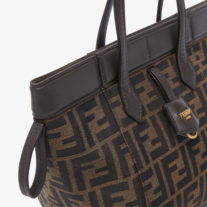 Cuero | Origami Mini Brown FF jacquard fabric mini bag