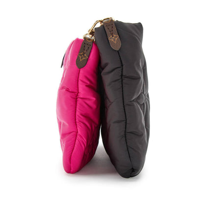 Cuero | Pink and Black Monogram Econyl Nylon Maxi Multi Pochette Gold Hardware