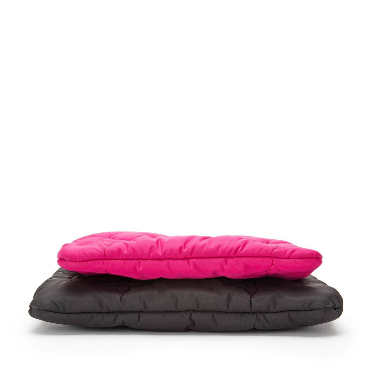 Cuero | Pink and Black Monogram Econyl Nylon Maxi Multi Pochette Gold Hardware