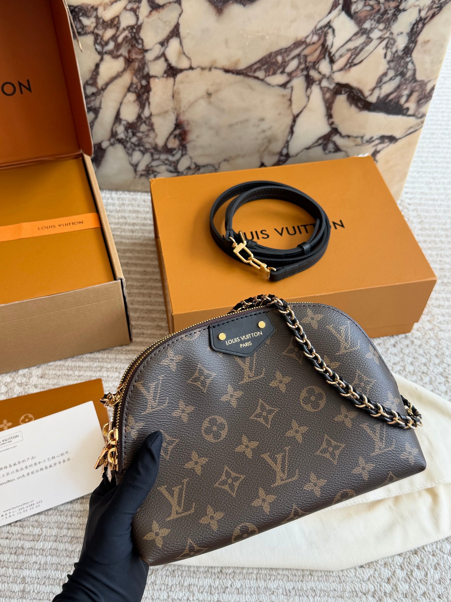 Cuero | Monogram Dome Crossbody Bag Brown