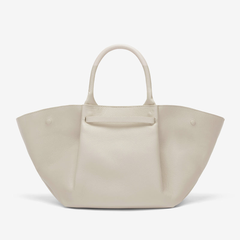 Cuero | Demellier The Midi New York Offwhite small Grain Ecru Stitching