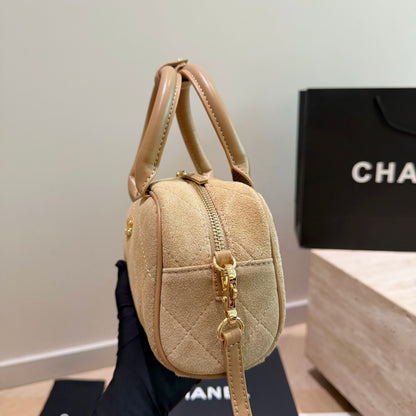 Cuero | Quilted Suede Mini Bowling Bag