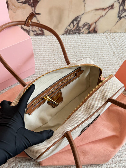 Cuero | Canvas & Leather Barrel Bag