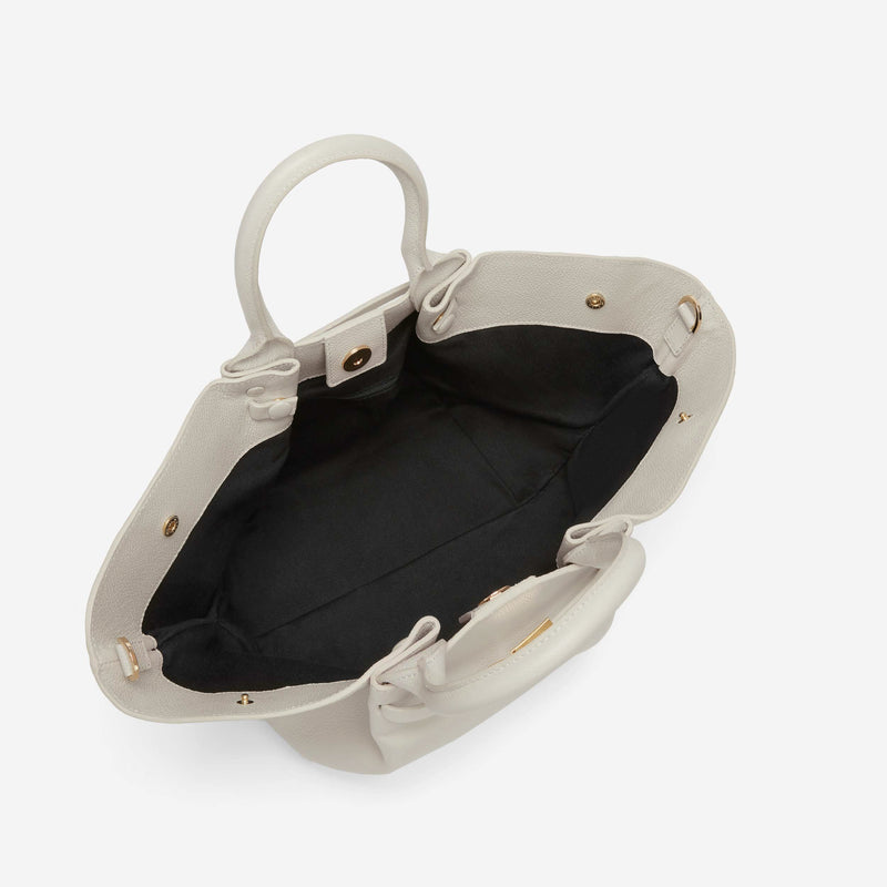 Cuero | Demellier The Midi New York Offwhite small Grain Ecru Stitching