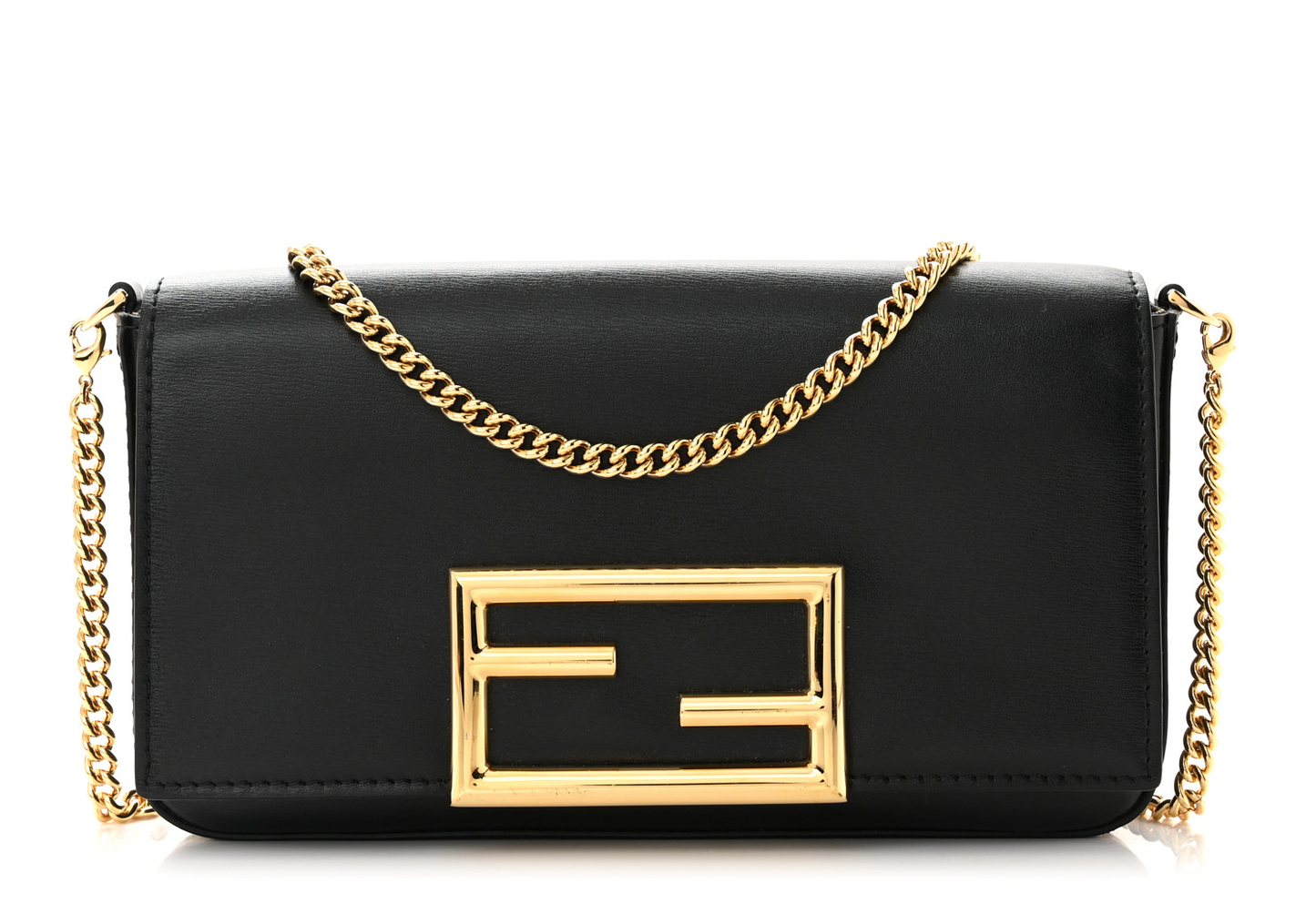 Cuero | Vitello Palmellato Wallet on Chain with Pouches Black