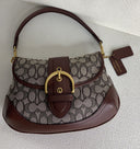Coach Soho Shoulder Bag – Signature Canvas with Brown Leather