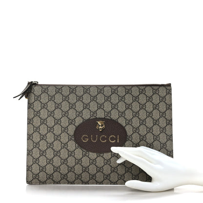 Cuero | GG Supreme Monogram Neo Vintage Zip Wristlet Pouch Beige New Acero Crop
