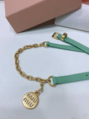 Miu Miu Leather and Chain Belt – Mint Green