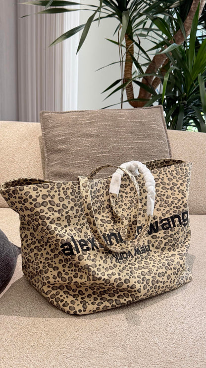 Cuero | Leopard Print Logo Tote Bag - Beige Leopard