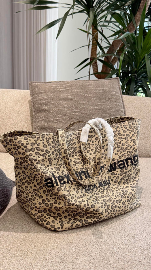 Cuero | Leopard Print Logo Tote Bag - Beige Leopard