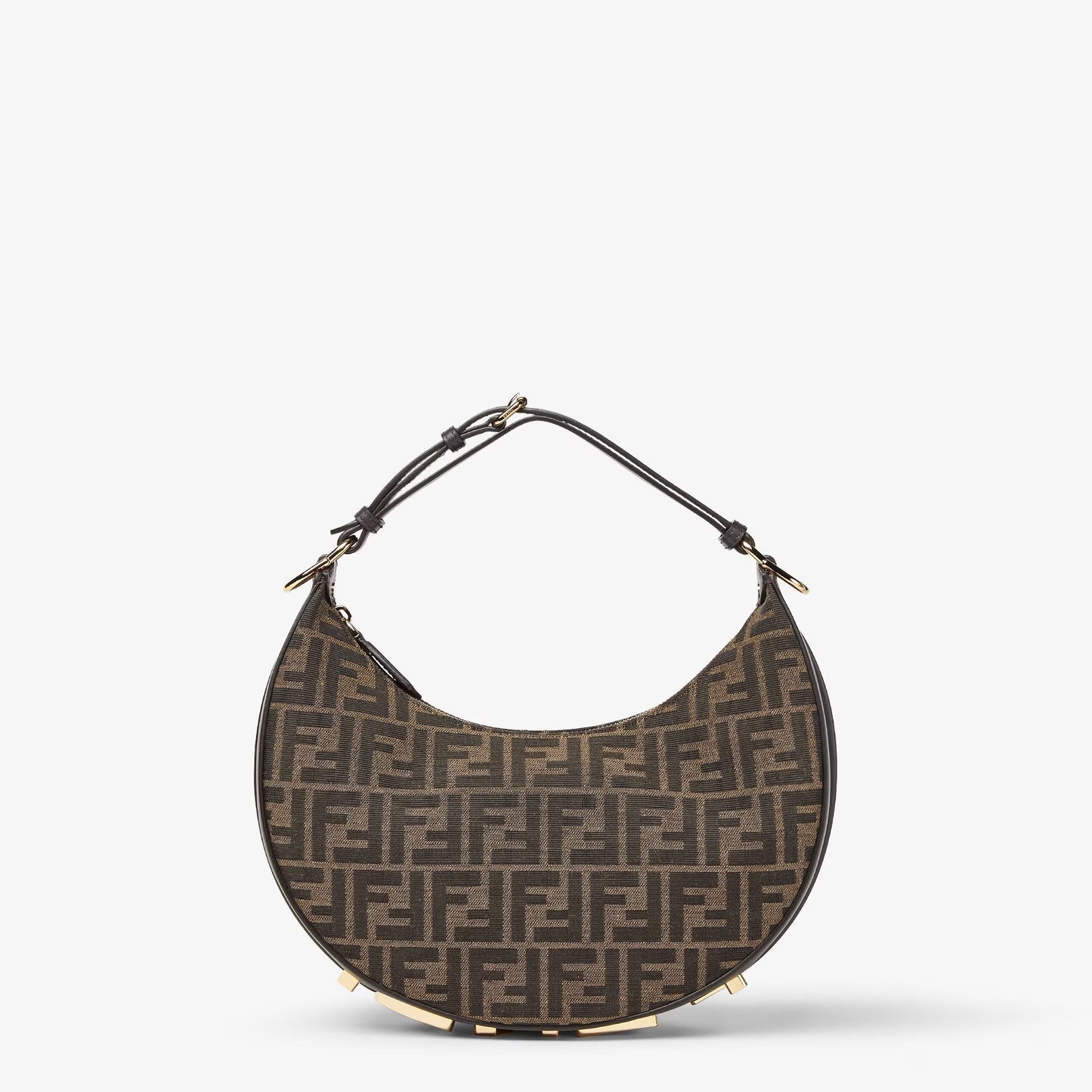 Cuero | Fendigraphy Small Brown FF jacquard fabric bag