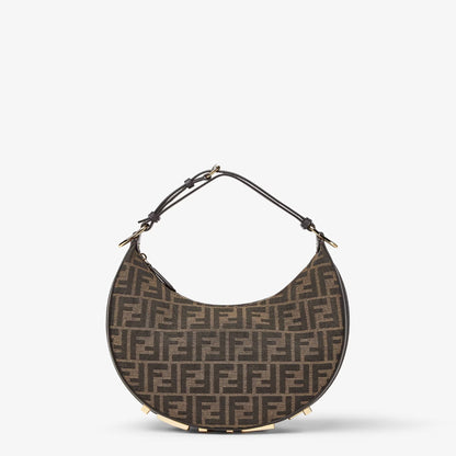 Cuero | Fendigraphy Small Brown FF jacquard fabric bag
